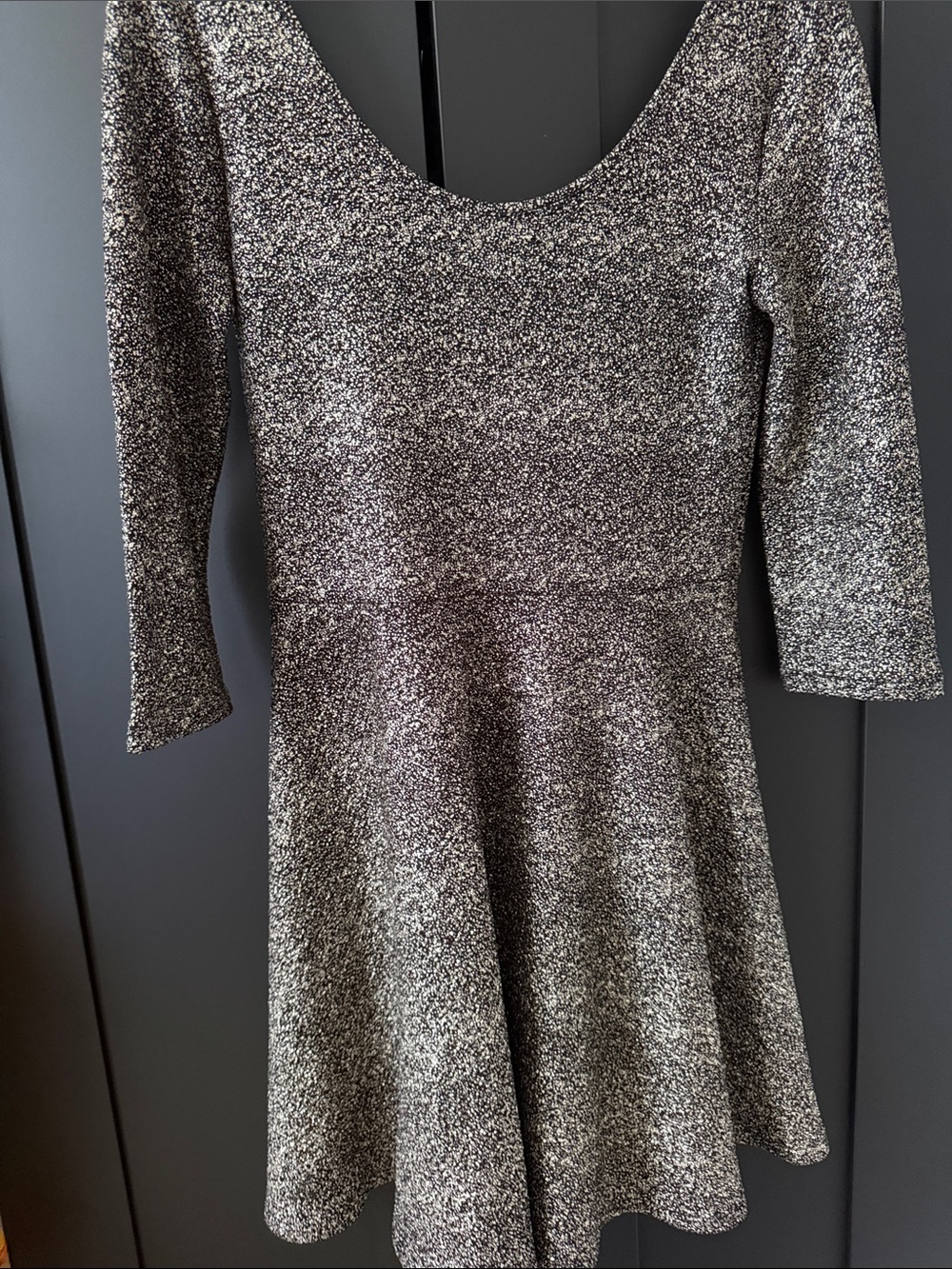 Bethany Mota Silver Metallic Scoop-Neck Fit & Flare Dress
